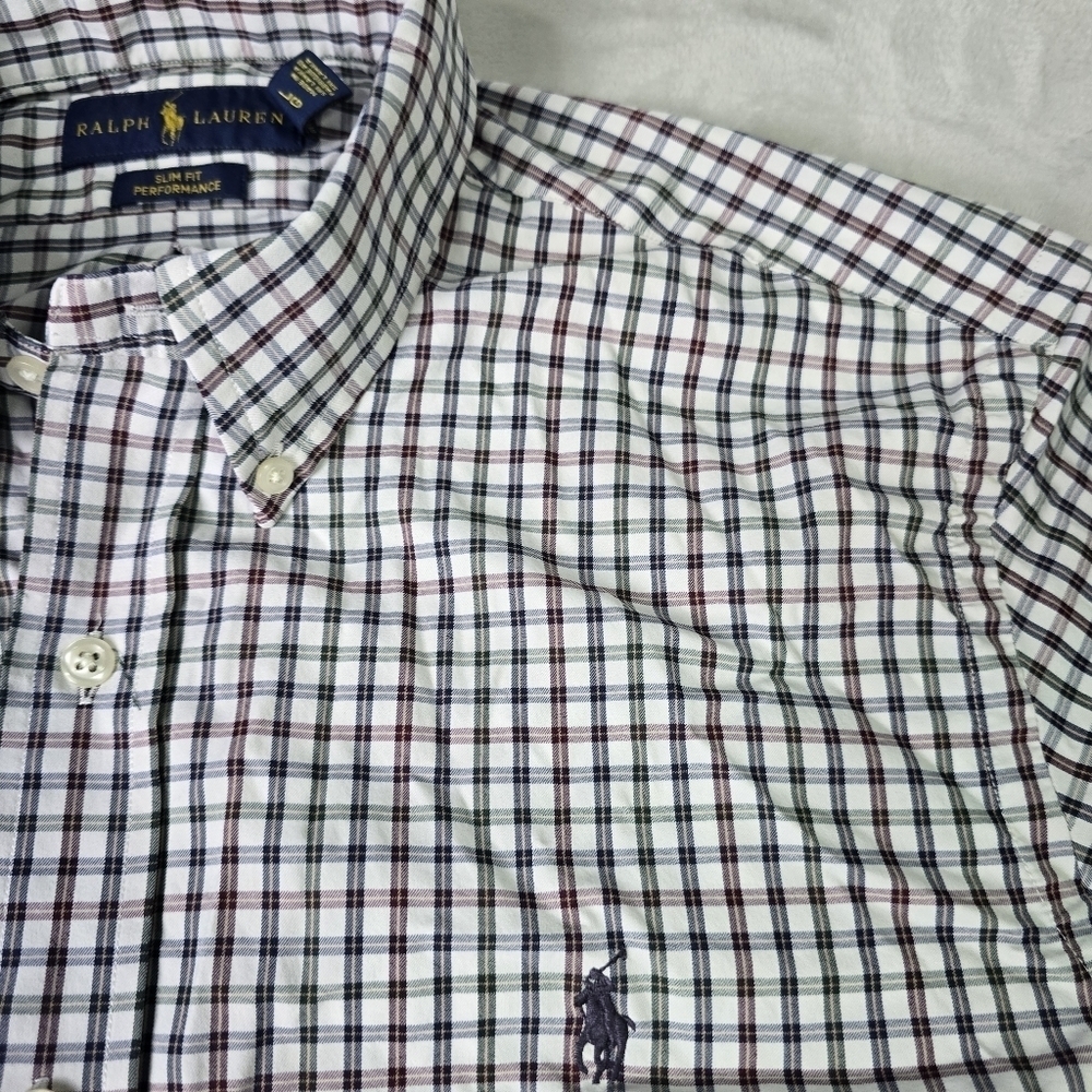 Lot Of 2 Polo Ralph Lauren Calssic Fit Performance Sz Lg Plaid Striped - Picture 11 of 14
